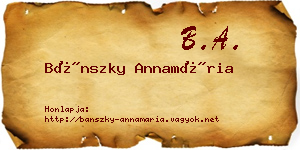 Bánszky Annamária névjegykártya